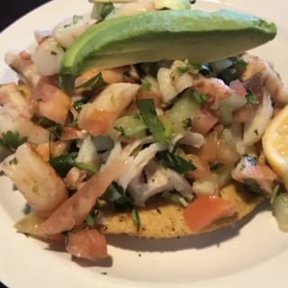 Tostada Mixta (Shrimp, Fish, Octopus, Crab Flakes)