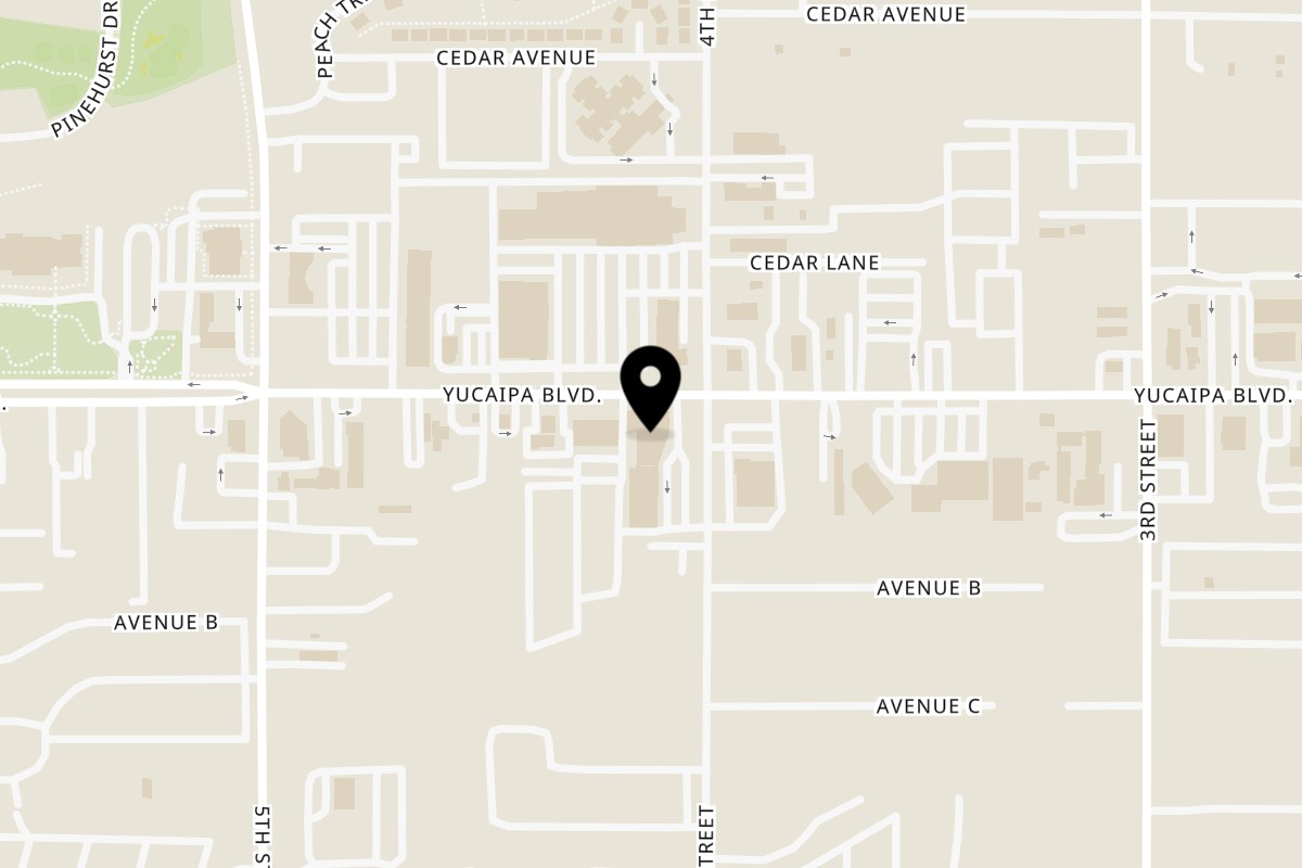 Map showing the location of Del Mar Grill & Cantina on 34471 Yucaipa Blvd in Yucaipa